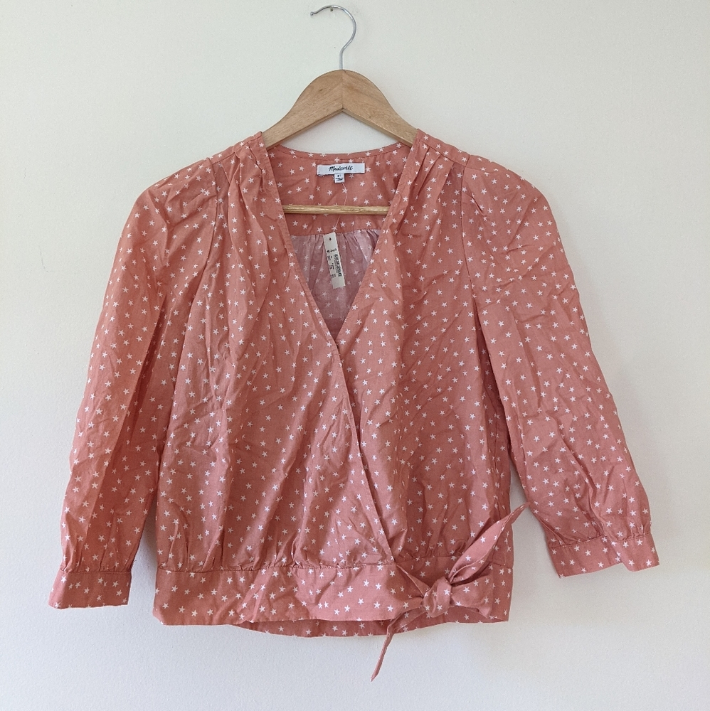 Madewell Star Print Wrap Blouse NWT